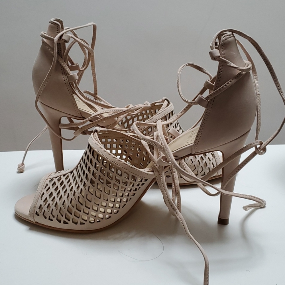 Cream 3.5 lace up heels